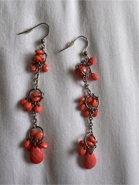 Coral Teardrop Dangle Earrings - Women Jewelry